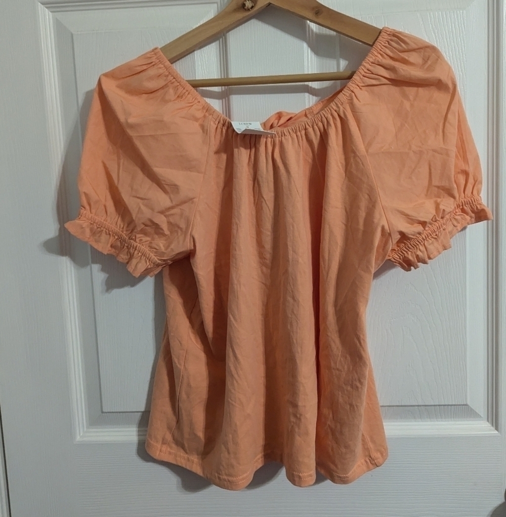 New J. Crew Womens Medium Top Tie Back Shirt Orange Blouse